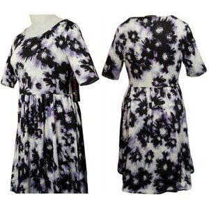 Trixie + LuLu Women's Purple Tie Dye A-Line Pleated Dress (Size: Large) NWT